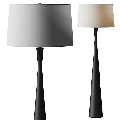Modern Floor Lamp with Sleek Black Base and White Fabric Shade 3d model