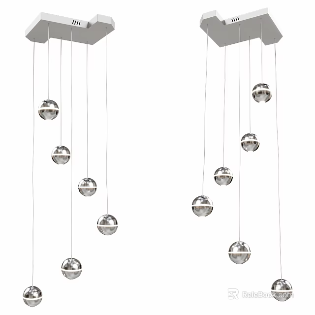Modern Ceiling Lights Design With Hanging Spherical Bulbs For Interior Decoration 3d model