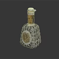 Stylish Metal Decorative Bottle With Leather Accent And Textured Surface