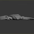 White 3D Reptile Model With Detailed Textured Scales And Gray Background Surface