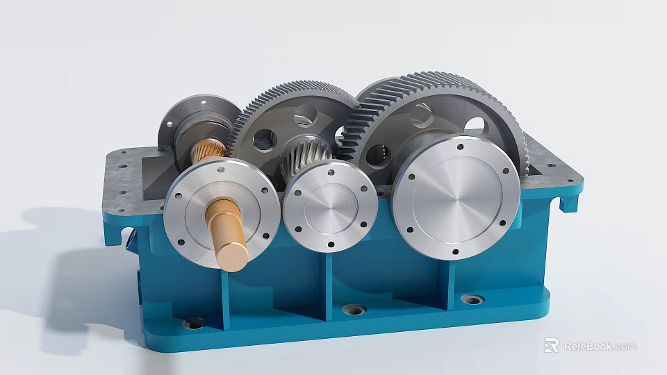 Smart Machine With Precision Metal Gears Shafts And Blue Base Structure 3d model 