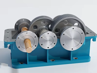 Smart Machine With Precision Metal Gears Shafts And Blue Base Structure 3d model