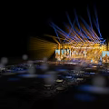 Modern Stage Setup With Illuminated Lighting Steps Backdrop Displays And Front Table
