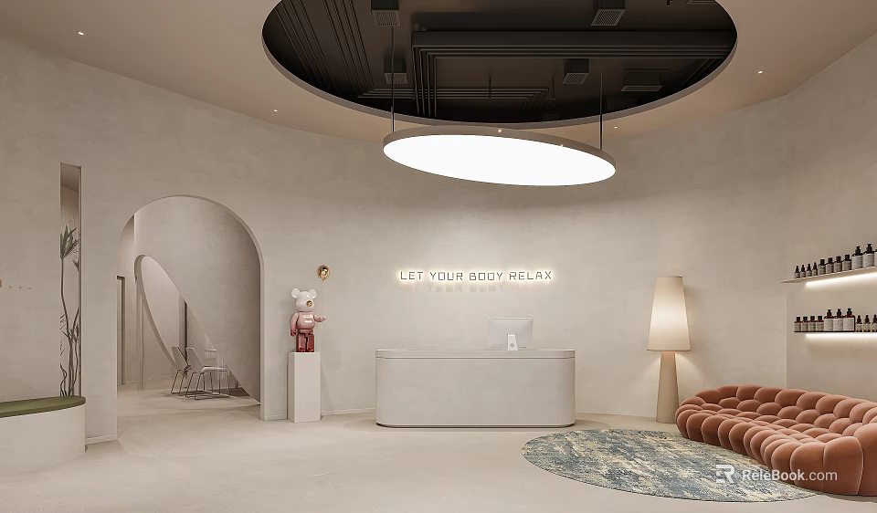 Tranquil SPA Reception Area With Soft Tones And Relaxing Decor 3d model 