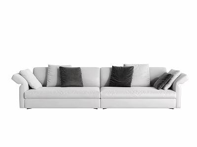 Modern White Leather Two Seater Sofa With Black And Gray Decorative Cushions 3d model