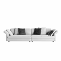 Modern White Leather Two Seater Sofa With Black And Gray Decorative Cushions