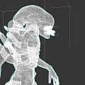 Sci Fi Alien Creature Character With Large Head Skeletal Body And Glowing Eyes