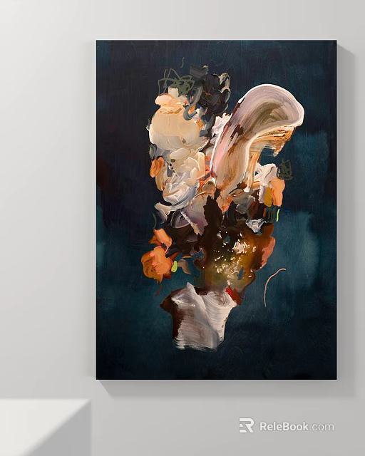 Contemporary Abstract Painting Featuring Vibrant Colors Thick Brushstrokes Dynamic Texture And Dark Background 3d model 