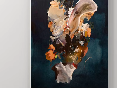 Contemporary Abstract Painting Featuring Vibrant Colors Thick Brushstrokes Dynamic Texture And Dark Background 3d model