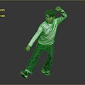 Man In White Long Sleeve Shirt And Blue Jeans Doing Punching Gesture On Gray Background