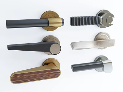 Modern Stylish Door Handles With Various Materials And Contemporary Design Options 3d model