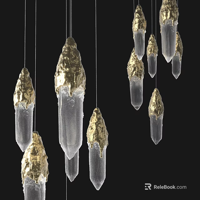 Elegant Crystal Chandelier With Transparent Crystal Pendants And Gold Accents Design 3d model 