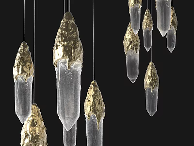 Elegant Crystal Chandelier With Transparent Crystal Pendants And Gold Accents Design 3d model
