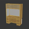 Wooden Storage Cabinet With Woven Lattice Top Glass Door And Lower Drawers