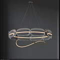 Modern Elegant White Wireframe Chandelier With Golden Infinity Curve For Contemporary Interior Design