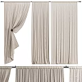 Elegant Neutral Tone Curtains With Soft Pleated Texture And Window Hanging Design