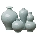Celadon Ceramic Vessels with Crackle Glaze in Various Decorative Shapes for Home Decor