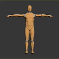 Orange Humanoid Robot With Silver Joints Standing In Outstretched Arms Pose 3d model