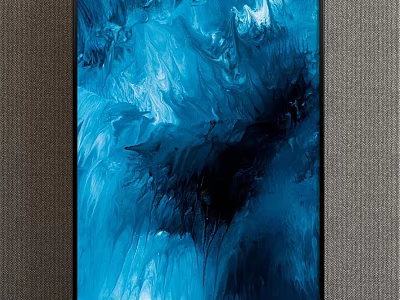 Dynamic Blue Abstract Painting With Swirling Deep And Light Blue Textures 3d model