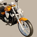 Orange Cruiser Motorcycle With Black Seat White Wheels Streamlined Body And Headlights