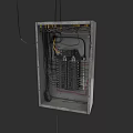 Interior Electrical Panel With Circuit Breakers And Wires Mounted On Wall