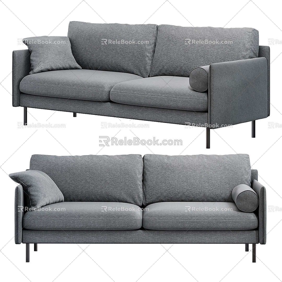 Simple double sofa 3d model