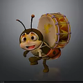 Cute Smiling Cartoon Ant Carrying Vibrant Drum With Red Spots And Antennae