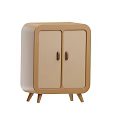 Stylish Beige And Brown Cabinet With Double Doors Wooden Handles And Sturdy Legs