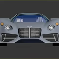 Futuristic Silver Sports Car With Sleek Design And Convertible Blue Top