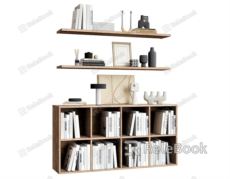 Modern Bookshelf Ornaments Combination Ornaments Bookcase Plant Artwork Craft Broken Books Iron Frame Storage Basket model