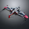 Red and White Cosmic Spaceship Design With Twin Engines and Extended Wings 3d model
