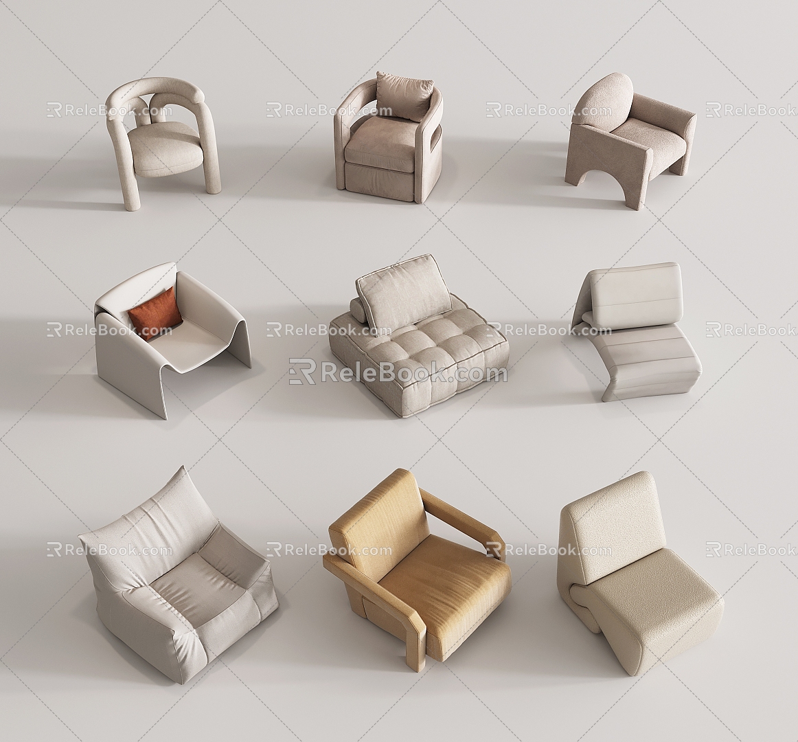 Single person sofa leisure sofa chair leisure chair 3d model