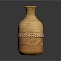 Handcrafted Ceramic Wine Bottle With Woven Textured Design And Amber Color Finish