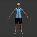 Realistic 3D Character Wearing Blue White Striped Jersey With Black Shorts And White Cap