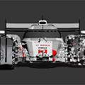 Sleek Silver Audi Race Car With Red Accents Rear Wing And Aerodynamic Design
