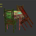 Wooden Dining Table With Plaid Tablecloth And Four Chairs Home Furniture