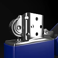 Daily Life Essential Blue Metallic Lighter With Open Lid And Sleek Design
