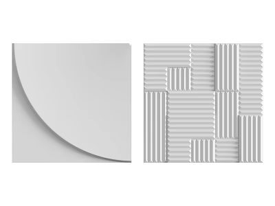White Wall Panel Design With Curved Edge And Striped Geometric Patterns 3d model