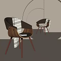 Elegant Modern Dining Chairs With Wooden Legs And Striped Fabric Backrest