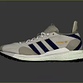 Stylish Gray Blue Striped Sports Shoes With White Laces And Comfortable Sole