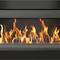 Modern Fireplace Interior Design With Bright Dancing Flames And Sleek Metal Finish