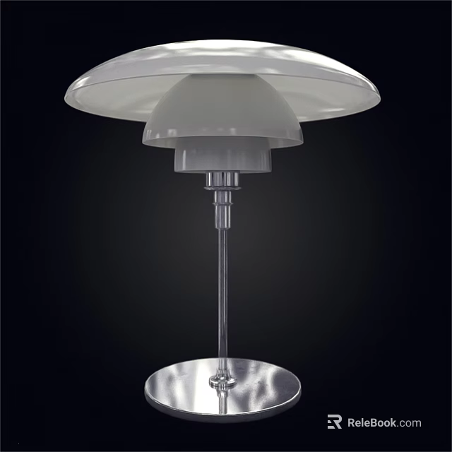 Modern Table Lamp With White Shade And Sleek Metal Base Design 3d model 