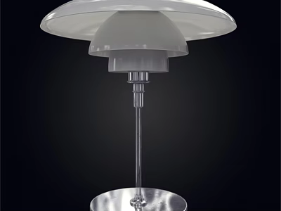Modern Table Lamp With White Shade And Sleek Metal Base Design 3d model