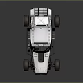 White Off Road Buggy With Open Cockpit Large Tires And Roof Antenna