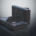 Sleek Black Office Equipment With Open Design Interface Ports And Red Logo