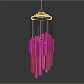 Lush Green Garden Plant With Hanging Copper Tube Wind Chime Decoration