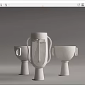 Quiet Vase Decorative Ornaments Combination 3d model