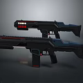 Futuristic Sci Fi Weapon Design With Two Black Guns And Red Accents