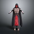 Mystic Hooded Warrior Character Wearing Red Mask And Black Cloak Robe