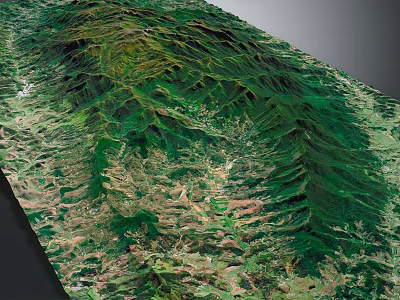 Scenic Green Mountainous Landscape With Undulating Topography Lush Vegetation And Terraced Fields 3d model